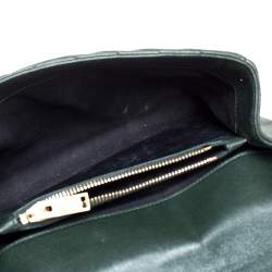 Pre Owned Saint Laurent Green Matelassé Leather Medium College Top Handle Bag
