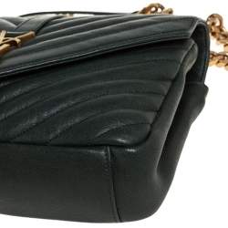 Pre Owned Saint Laurent Green Matelassé Leather Medium College Top Handle Bag