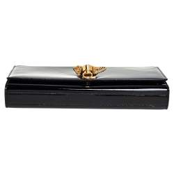 Pre Owned Saint Laurent Black Patent Leather Cassandre Clutch