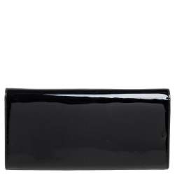 Pre Owned Saint Laurent Black Patent Leather Cassandre Clutch