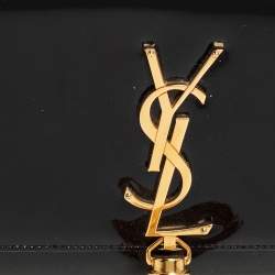 Pre Owned Saint Laurent Black Patent Leather Cassandre Clutch