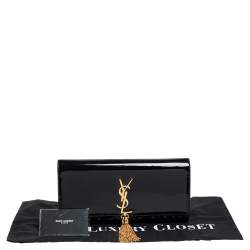 Pre Owned Saint Laurent Black Patent Leather Cassandre Clutch