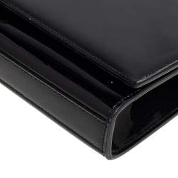 Pre Owned Saint Laurent Black Patent Leather Cassandre Clutch