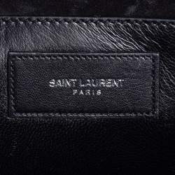 Pre Owned Saint Laurent Black Croc Embossed Leather Kate Monogram Clutch