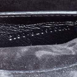 Pre Owned Saint Laurent Black Croc Embossed Leather Kate Monogram Clutch