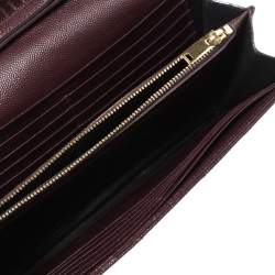 Pre Owned Saint Laurent Burgundy Matelassé Leather Monogram Envelope Wallet on Chain