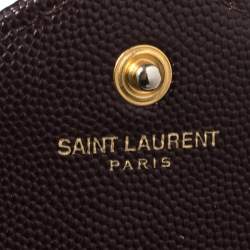 Pre Owned Saint Laurent Burgundy Matelassé Leather Monogram Envelope Wallet on Chain