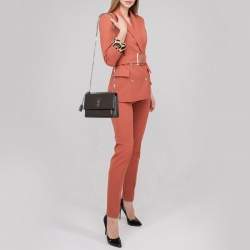 Pre Owned حقيبة كتف سان لوران سنسيت جلد رصاصي متوسطة