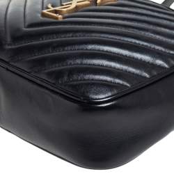 مملوكة مسبقًا Saint Laurent Black Matelassé Leather Monogram Lou Camera Crossbody Bag