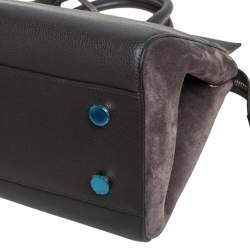 Pre Owned Saint Laurent Grey Leather and Suede Small Cabas Rive Gauche Tote