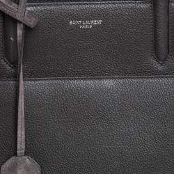 Pre Owned Saint Laurent Grey Leather and Suede Small Cabas Rive Gauche Tote