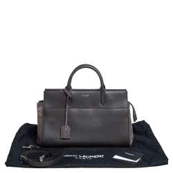 Pre Owned Saint Laurent Grey Leather and Suede Small Cabas Rive Gauche Tote
