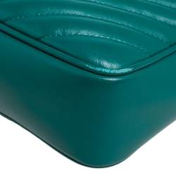 Pre Owned Saint Laurent Green Matelassé Leather Monogram Lou Camera Crossbody Bag