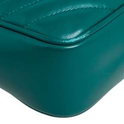 Pre Owned Saint Laurent Green Matelassé Leather Monogram Lou Camera Crossbody Bag