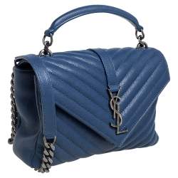 مملوكة مسبقًا حقيبة سان لوران كوليغ جلد ماتيلاس أزرق يد علوية متوسطة