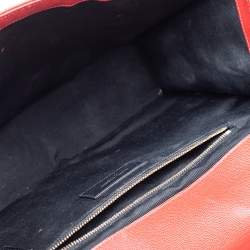 Pre Owned حقيبة كتف سان لوران جلد مبطن أحمر طراز مظروف