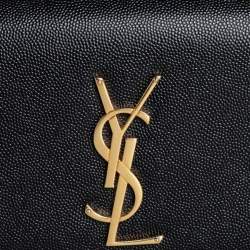 Pre Owned Saint Laurent Black Grained Leather Kate Monogram Clutch