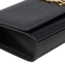 Pre Owned Saint Laurent Black Grained Leather Kate Monogram Clutch