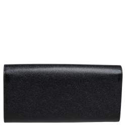Pre Owned Saint Laurent Black Grained Leather Kate Monogram Clutch