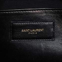 Pre Owned Saint Laurent Black Grained Leather Kate Monogram Clutch