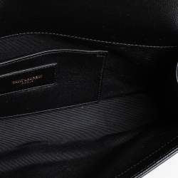 Pre Owned Saint Laurent Black Grained Leather Kate Monogram Clutch