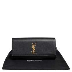 Pre Owned Saint Laurent Black Grained Leather Kate Monogram Clutch