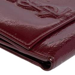 Pre Owned محفظة فرنش إيف سان لوران بيل دو جور جلد لامع عنابي 