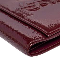 Pre Owned محفظة فرنش إيف سان لوران بيل دو جور جلد لامع عنابي 