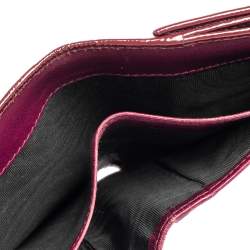 Pre Owned محفظة فرنش إيف سان لوران بيل دو جور جلد لامع عنابي 