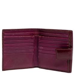 Pre Owned محفظة فرنش إيف سان لوران بيل دو جور جلد لامع عنابي 