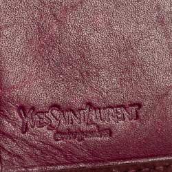 Pre Owned محفظة فرنش إيف سان لوران بيل دو جور جلد لامع عنابي 