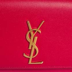 Pre Owned Saint Laurent Pink Pebbled Leather Cassandre Clutch