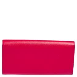 Pre Owned Saint Laurent Pink Pebbled Leather Cassandre Clutch