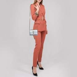 مملوكة مسبقًا Saint Laurent Silver Textured Leather Small Kate Tassel Crossbody Bag