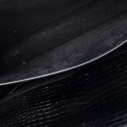 Pre Owned Saint Laurent Black Croc Embossed Leather Large Sunset Shoulder Bag