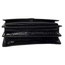 Pre Owned Saint Laurent Black Croc Embossed Leather Large Sunset Shoulder Bag