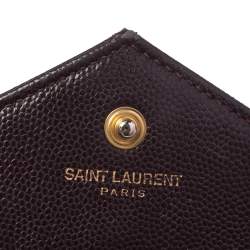 مملوكة مسبقًا Saint Laurent Burgundy Matelassé Leather Monogram Envelope Wallet on Chain