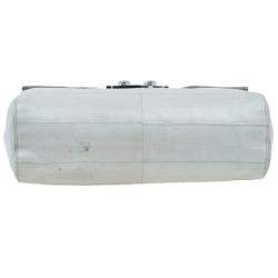 Yves Saint Laurent White Crocodile-Embossed Leather Flap Bag