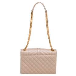 مملوكة مسبقًا Saint Laurent Beige Tri Quilted Leather Monogram Envelope Shoulder Bag