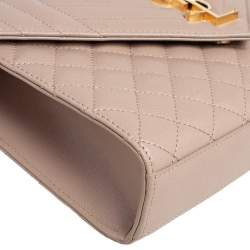 مملوكة مسبقًا Saint Laurent Beige Tri Quilted Leather Monogram Envelope Shoulder Bag