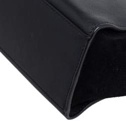 Pre Owned Saint Laurent Black Leather and Suede Monogram Toy Cabas Crossbody Bag