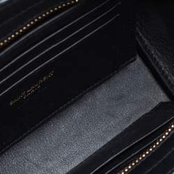 Pre Owned Saint Laurent Black Leather and Suede Monogram Toy Cabas Crossbody Bag