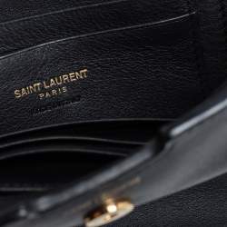 Pre Owned Saint Laurent Black Leather and Suede Monogram Toy Cabas Crossbody Bag