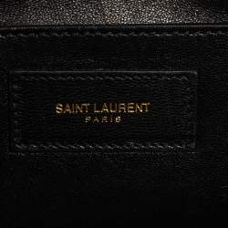 Pre Owned Saint Laurent Black Suede Cassandre Tassel Clutch