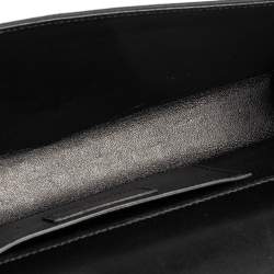 Pre Owned Saint Laurent Black Suede Cassandre Tassel Clutch