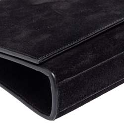 Pre Owned Saint Laurent Black Suede Cassandre Tassel Clutch