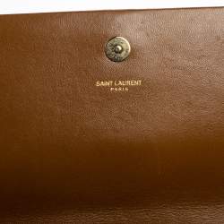 Pre Owned Saint Laurent Tan Suede Cassandre Tassel Clutch