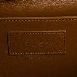 Pre Owned Saint Laurent Tan Suede Cassandre Tassel Clutch