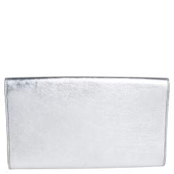Saint Laurent Paris Silver Leather Belle De Jour Flap Clutch