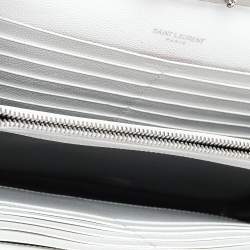 Pre Owned Saint Laurent White Leather Envelope Wallet On Chain